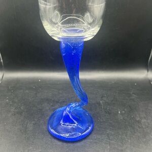 Elegant Blue Glass Wine Goblet